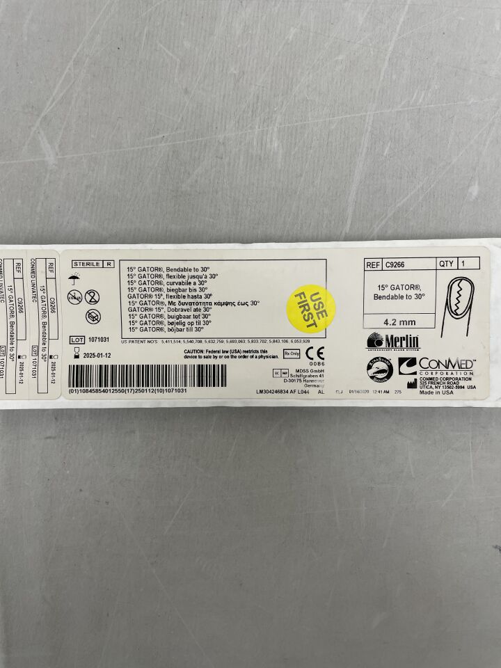 C9266 - CONMED - Merlin 4.2mm Gator Blade, 15° Pre-Bent, Bendable, (EA) - ( Expiry Date: 2025-01-12 )