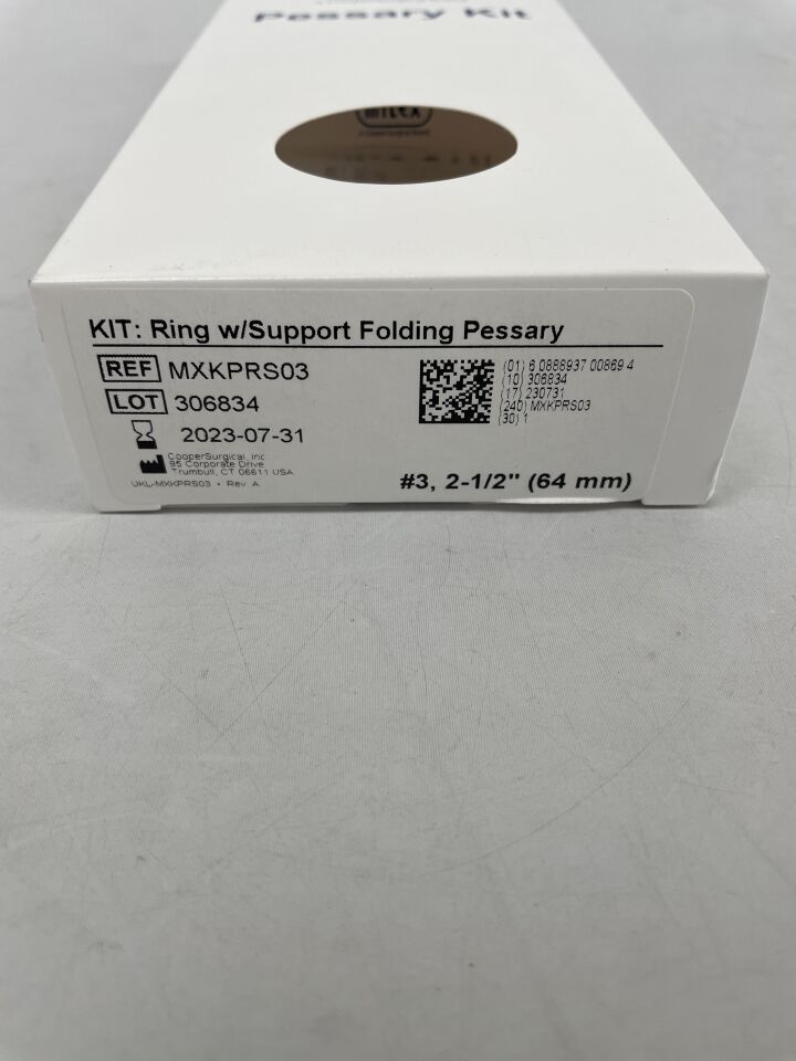 MXKPRS03 - COOPER SURGICAL - Ring Kit with support folding Pessary #3; 2 1/2" (64mm), (BX/1) - ( Expiry Date: 2025-02-28 )