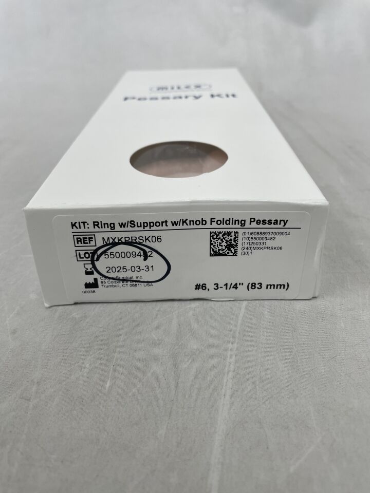 MXKPRSK06 - COOPER SURGICAL - Ring Kit with support with knob folding Pessary #6; 3 1/4" (83mm), (BX/1) - ( Expiry Date: 2025-03-31 )