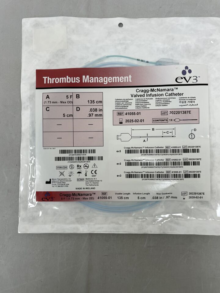 41055-01 - EV3 - ev3 Cragg-McNamara Valved Infusion Catheter 5F x 135cm x 5cm, (EA) - ( Expiry Date: 2025-02-01 )