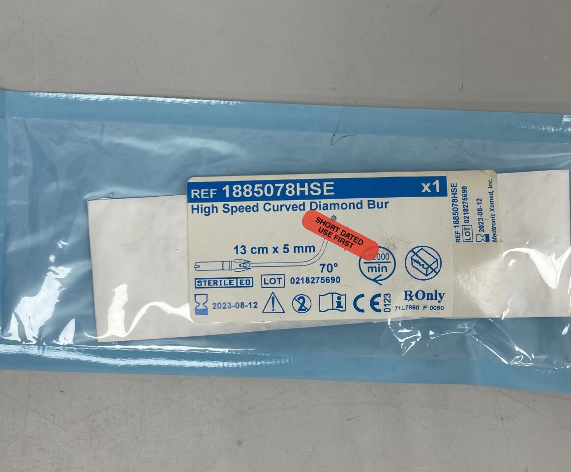 1885078HSE - MEDTRONIC - High-Speed Curved Diamond Bur: 70°, 5mm x 13cm, (EA) - ( Expiry Date: 2024-02-05 )