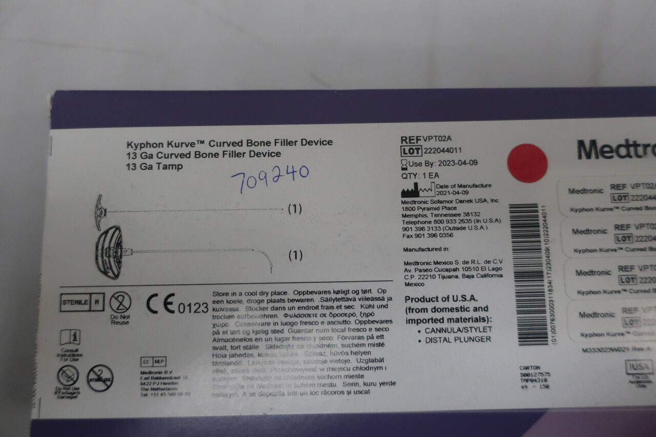 VPT02A - MEDTRONIC - Kyphon Kurve Curved Bone Filler Device 13G, (BX/1) - ( Expiry Date: 2024-07-21 )