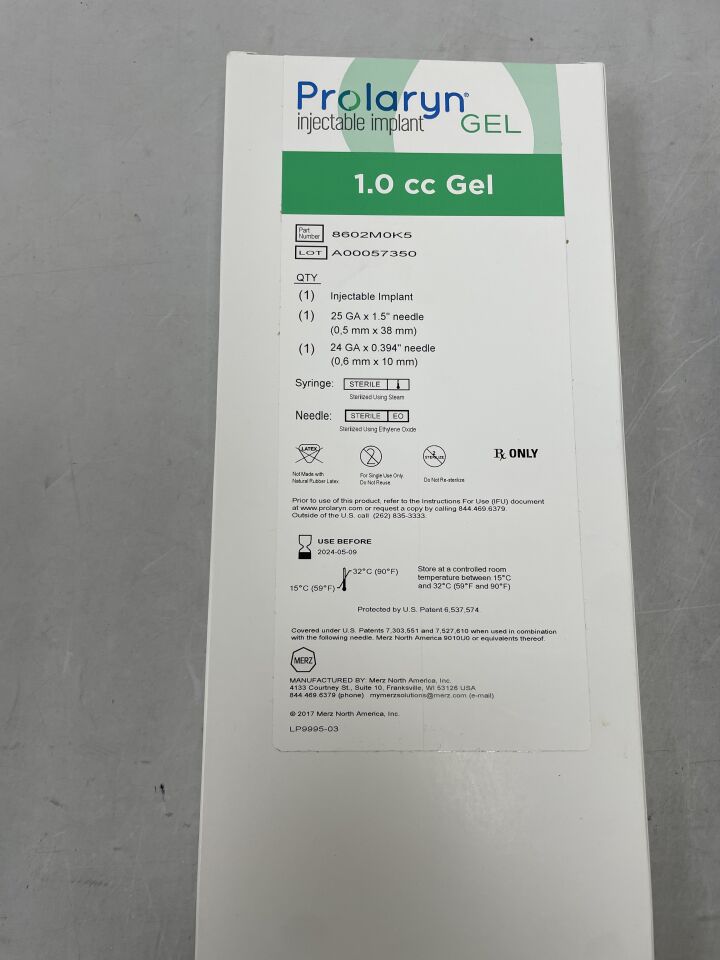 8602M0K5 - MERZ - Prolaryn Injectable Implant 1.0cc Gel, (BX/1) - ( Expiry Date: 2024-05-09 )