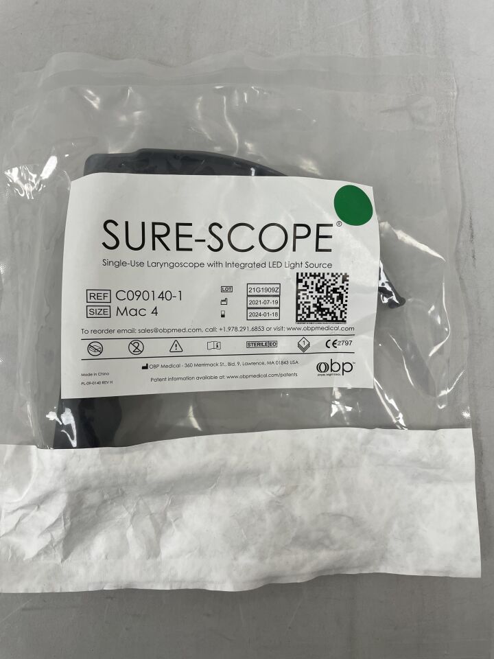 C090140-1 - OBP - Sure-Scope Laryngoscope with Light, MAC 4, (EA) - ( Expiry Date: 2024-01-18 )