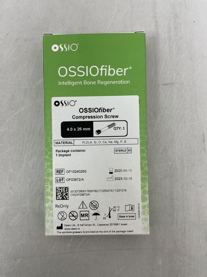 OF1024026S - OSSIO - OSSIOfiber Compression Screw, 4.0X26 mm, (BX/1) - ( Expiry Date: 2025-04-15 )