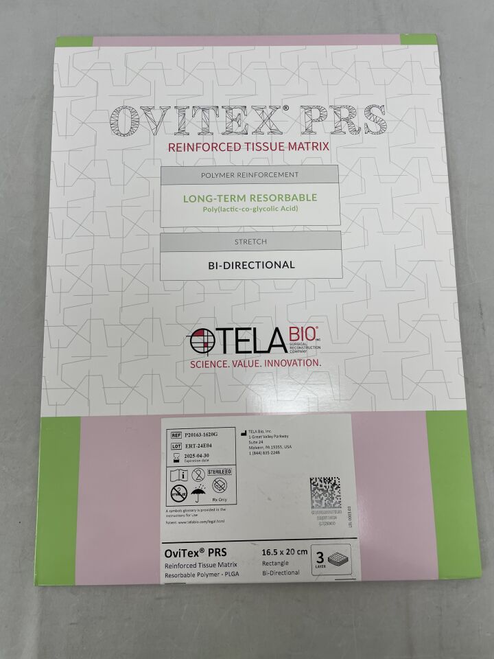 P20163-1620G - TELA BIO - OVITEX PRS Reinforced Tissue Matrix, 16.5 x 20cm, (BX/3) - ( Expiry Date: 2025-04-30 )