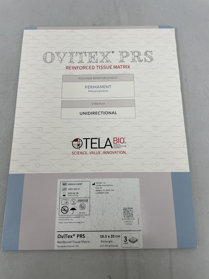 R20143-1620P - TELA BIO - OVITEX PRS Reinforced Tissue Matrix, 16.5 x 20cm, (BX/3) - ( Expiry Date: 2025-02-28 )