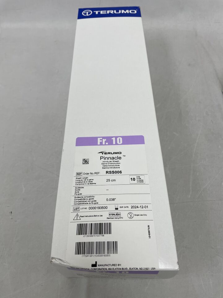 RSS006 - TERUMO - Pinnacle Coronary Introducer Sheath 10F x 25cm, () - ( Expiry Date: 2024-12-01 )