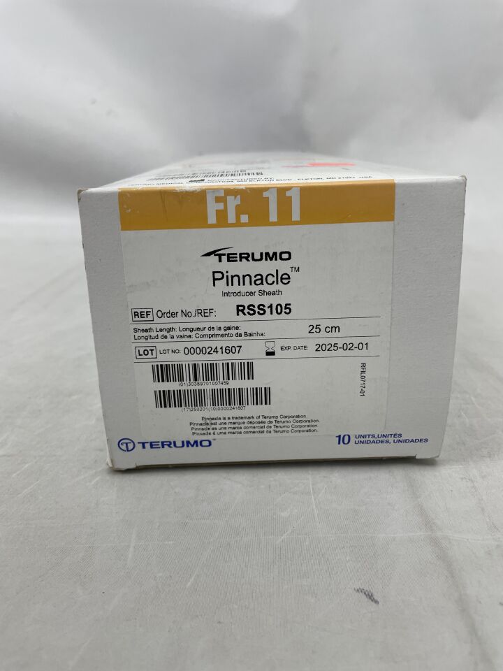 RSS105 - TERUMO - Pinnacle Introducer Sheath - 11Fr x 25cm x .038", (BX/5) - ( Expiry Date: 2025-02-01 )