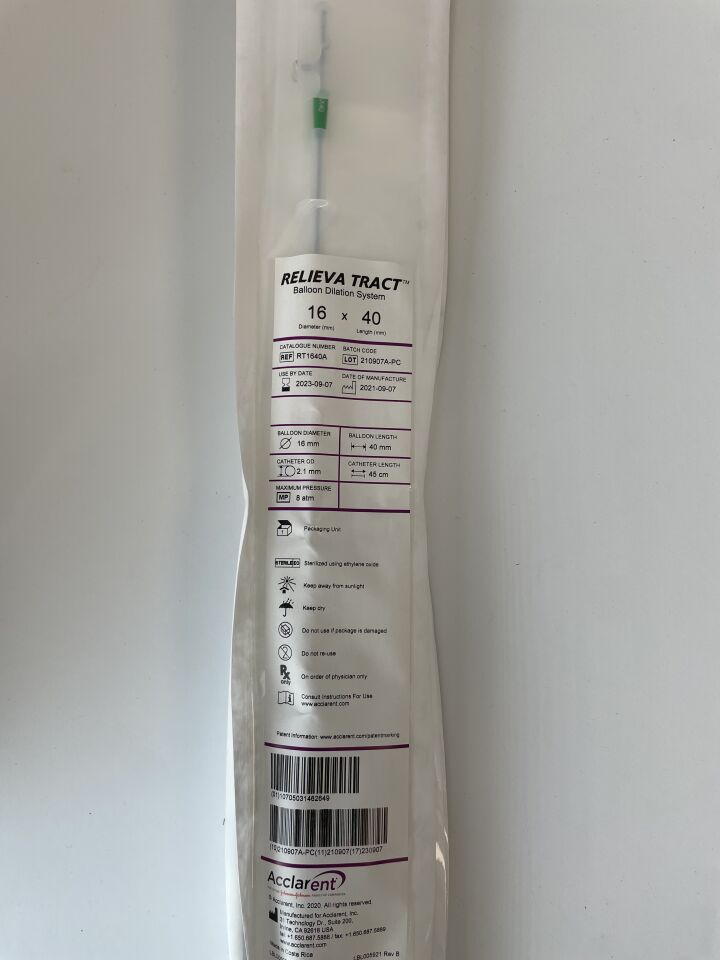 RT1640A - ACCLARENT - Relieva Tract Nasal Dilation System, 16 dia. x 40 mm Length, (EA) - ( Expiry Date: 2024-11-08 )