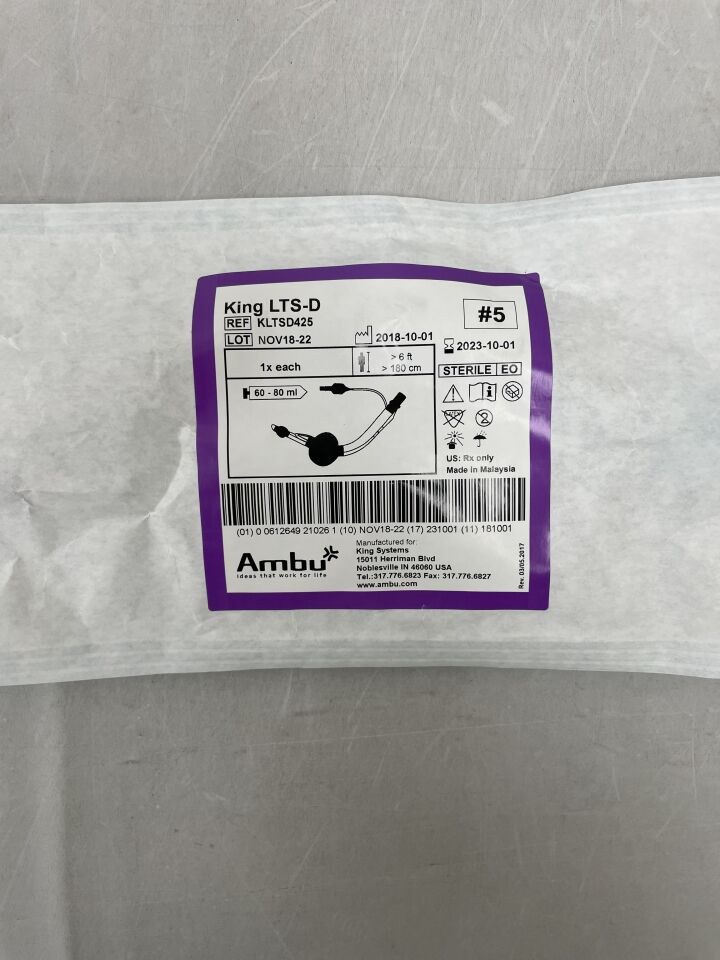KLTSD425 - AMBU - King LTS-D Disposable Laryngeal Tube #5, (EA) - ( Expiry Date: 2023-10-01 )