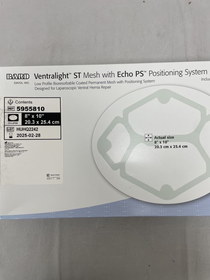 5955810 - BARD - Ventralight ST Mesh, Ellipse 8" x 10" w/Echo PS, (BX/1) - ( Expiry Date: 2025-02-28 )