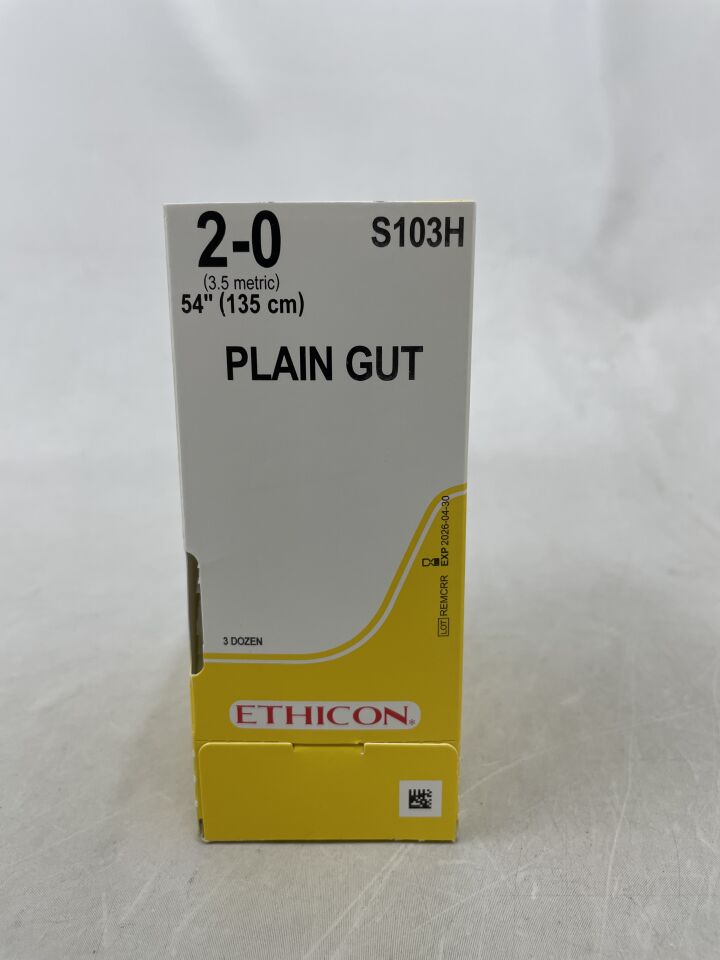 S103H - ETHICON - 外科腸線縫合線 - 普通、標準和短長度縫合線，可吸收，普通單絲 54" = 135cm，規格：2-0，（盒/36）-（有效期至：2026-04-30）