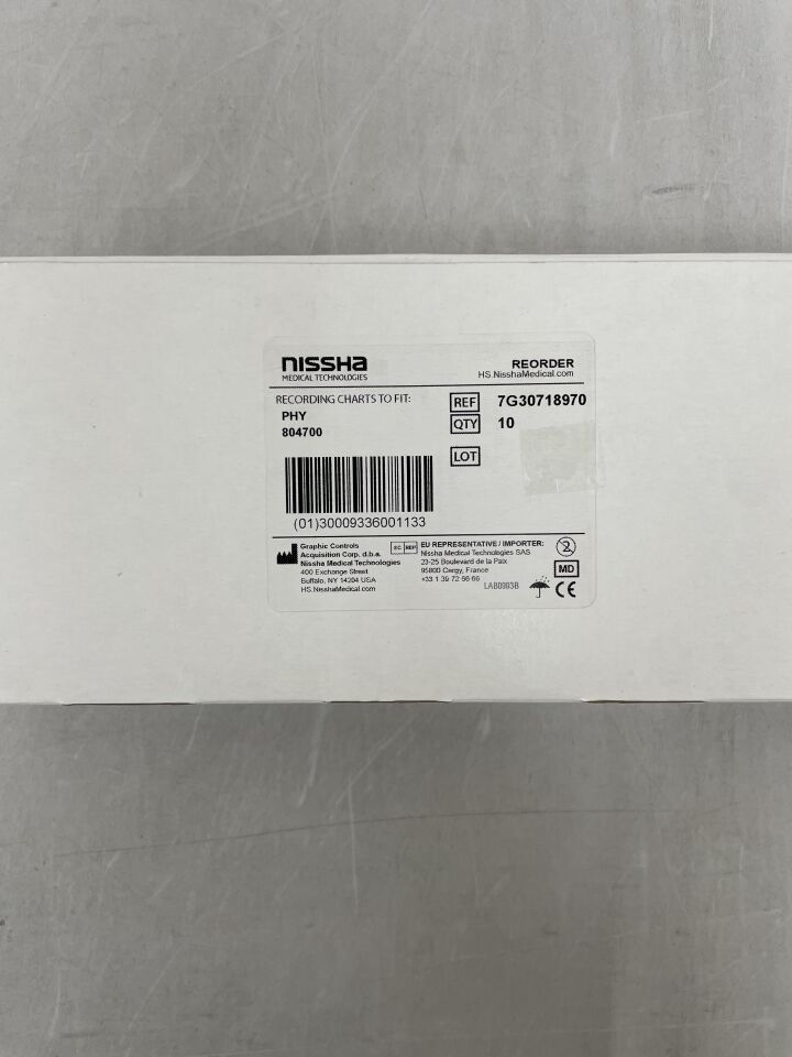 7G30718970 - NISSHA - 適用於 PHY 804700 的記錄圖表，（BX/10）-（有效期至：2099-12-31）