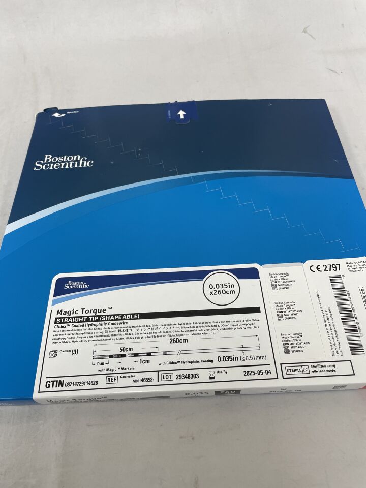 46592 - BOSTON SCIENTIFIC - Magic Torque Glidex Coated Hydrophilic Guidewire - Straight Tip (Shapeable) - .035" x 260cm, (BX/3) - ( Expiry Date: 2025-05-04 )