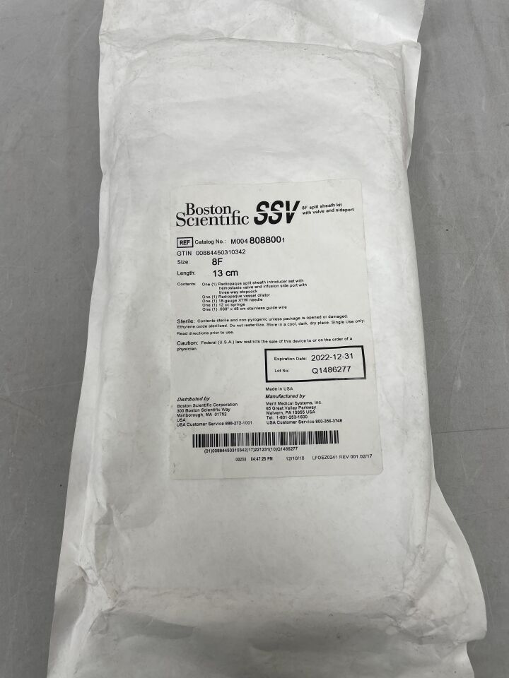 80880 - BOSTON SCIENTIFIC - INPUT SSV Sheath Introducer Split Sheath Introducer w-Valve - 8Fr x 13cm, (EA) - ( Expiry Date: 2022-12-31 )