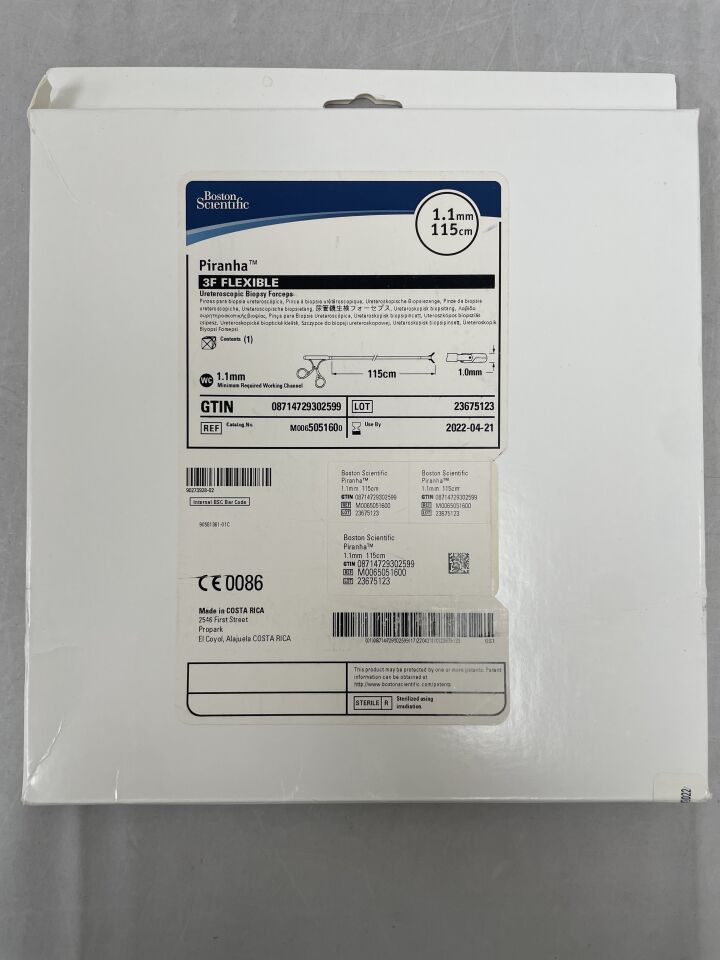 505160 - BOSTON SCIENTIFIC - Piranha  3F Flexible  Ureteroscopic Biopsy Forceps  1.1mm x 115cm  , (BX/1) - ( Expiry Date: 2022-04-21 )