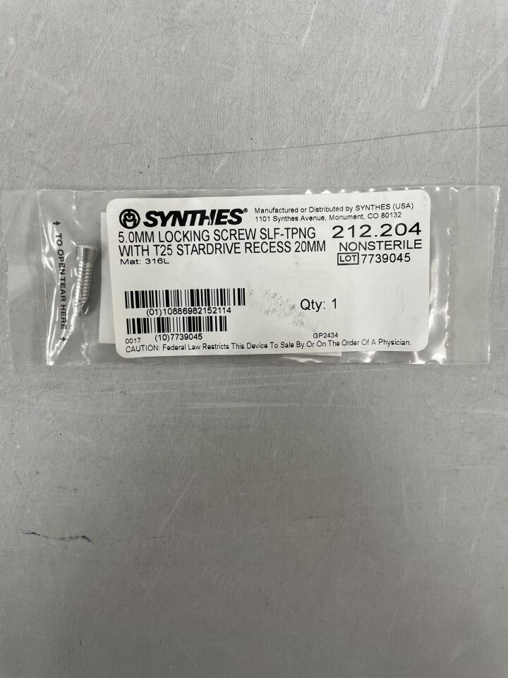 212.204 - SYNTHES - Locking Screw with T25 StarDrive Recess, 5 x 20mm, (EA) - ( Expiry Date: 2099-12-31 )