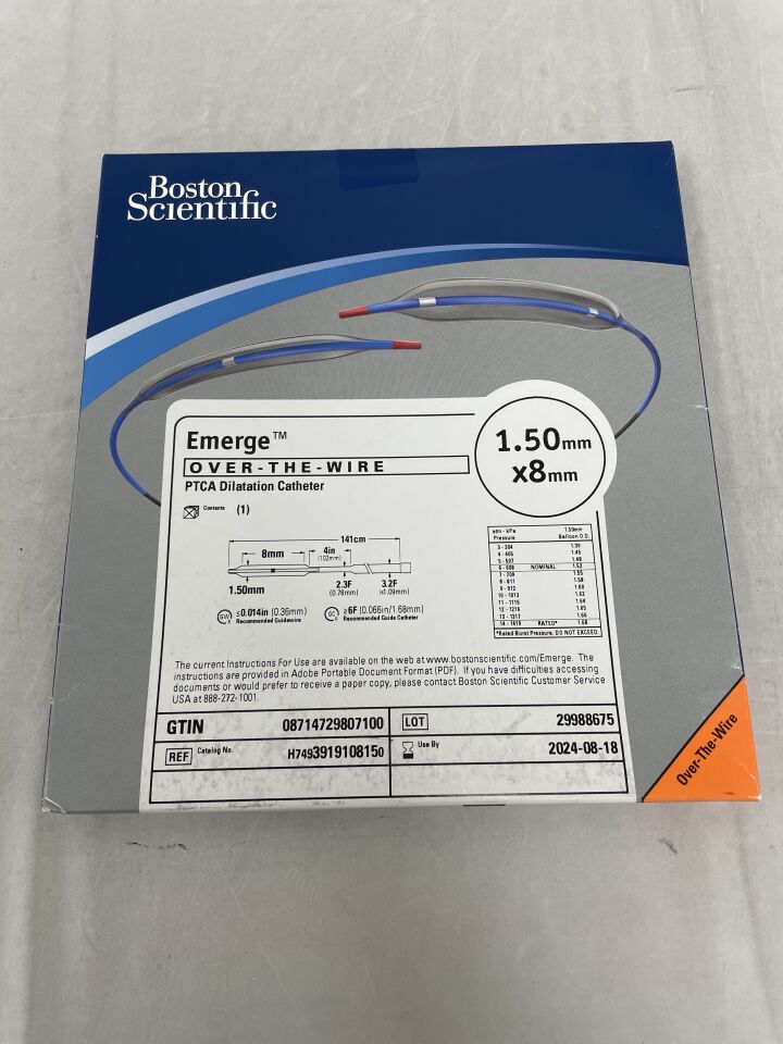 391910815 - BOSTON SCIENTIFIC - Emerge OTW PTCA Dilatation Catheter - 1.50mm x 8mm, (BX/1) - ( Expiry Date: 2024-08-18 )