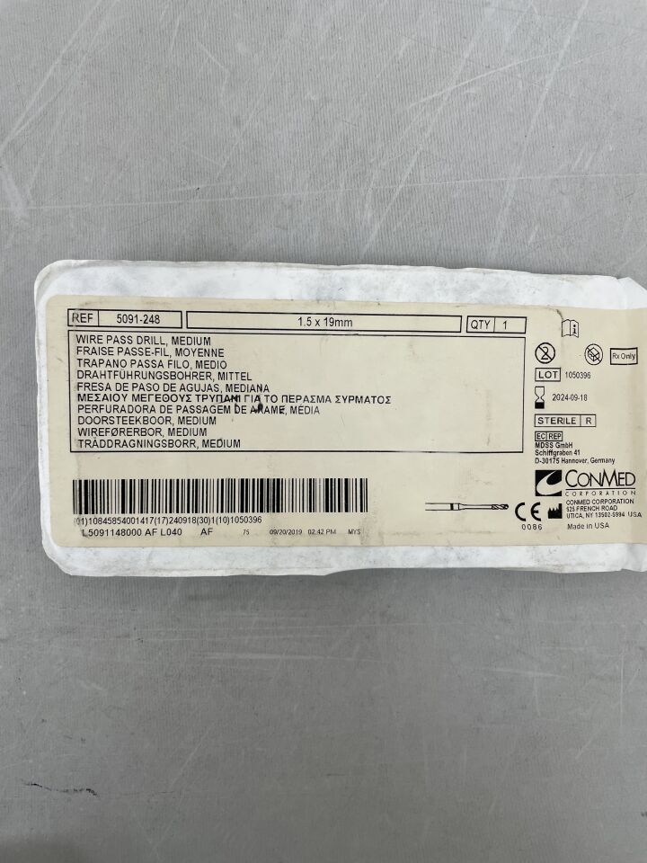 5091-248 - CONMED - Wire Pass Fluted Burr, Medium Grit, 1.5 dia. x 19 mm, (EA) - ( Expiry Date: 2024-09-18 )