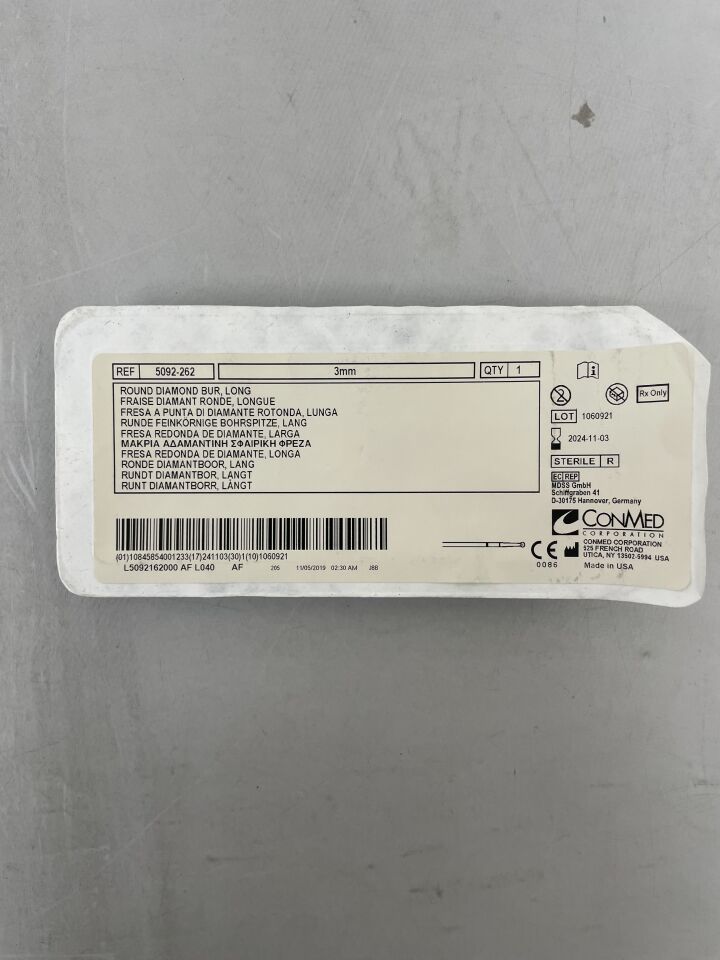 5092-262 - CONMED - Round Diamond Bur, Long 3mm, (EA) - ( Expiry Date: 2024-11-03 )
