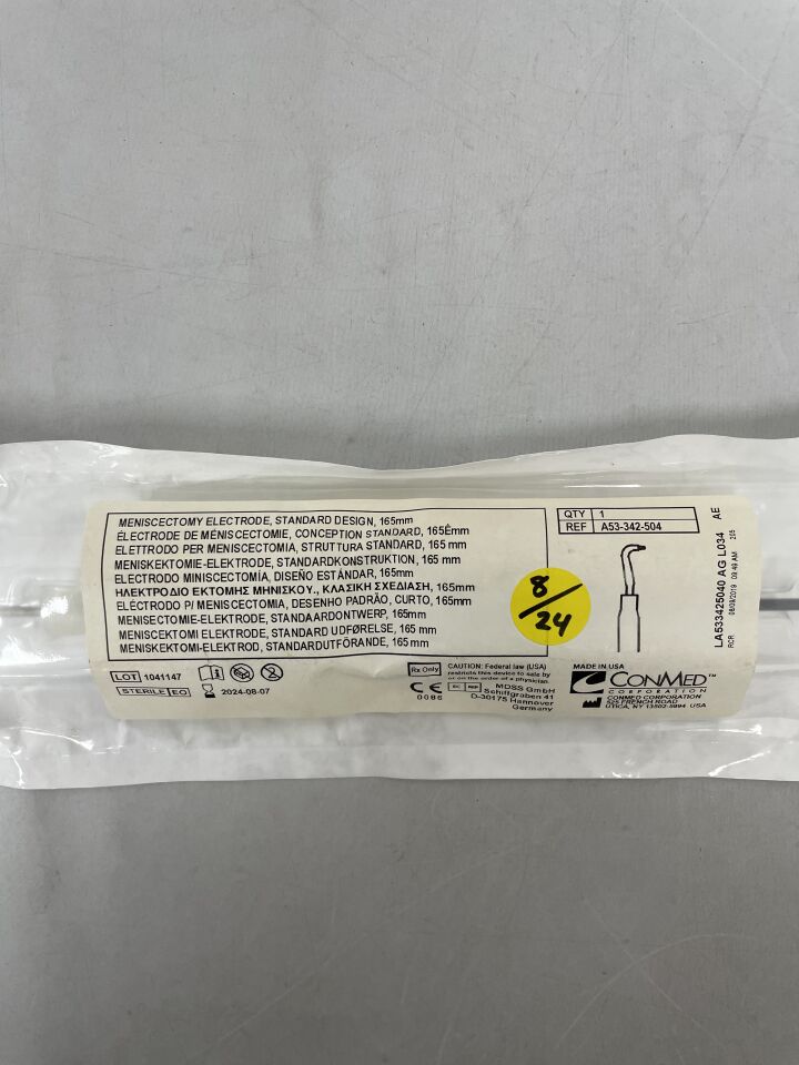 A53-342-504 - CONMED - Meniscectomy Electrode, Standard 165mm, (EA) - ( Expiry Date: 2025-02-09 )