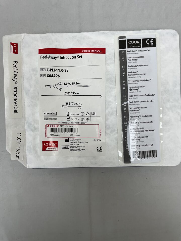 G04496 - COOK - Peel-Away Introducer Sheath Set 11F x 15.5cm, 0.038", (EA) - ( Expiry Date: 2022-12-03 )