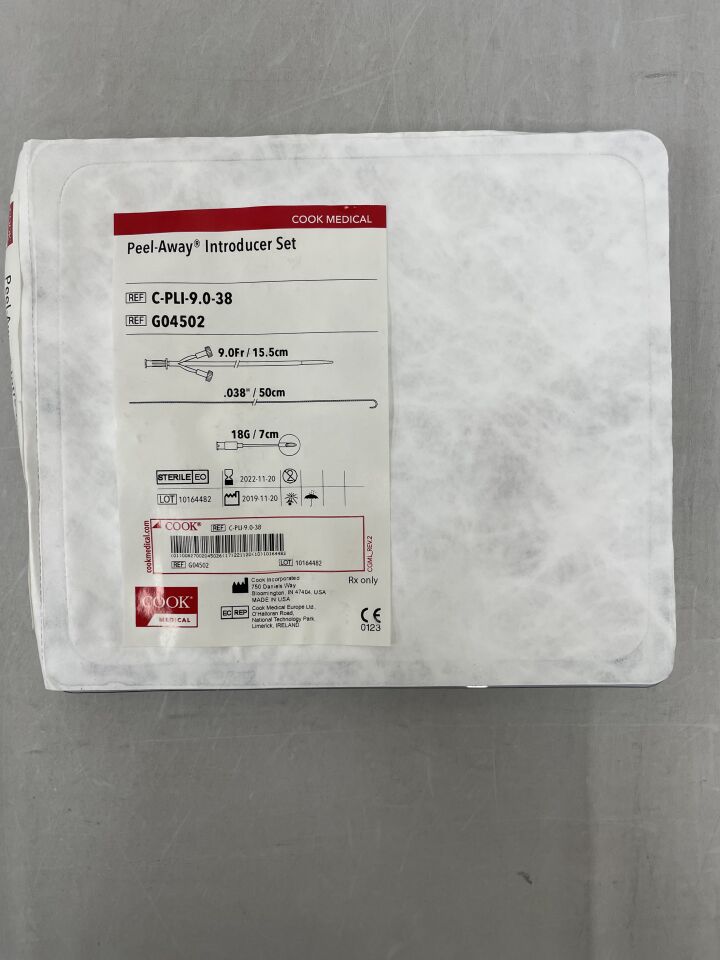 G04502 - COOK - Peel-Away Introducer Set - C-PLI-9.0-38 - 9Fr x 15.5cm, (EA) - ( Expiry Date: 2022-11-20 )
