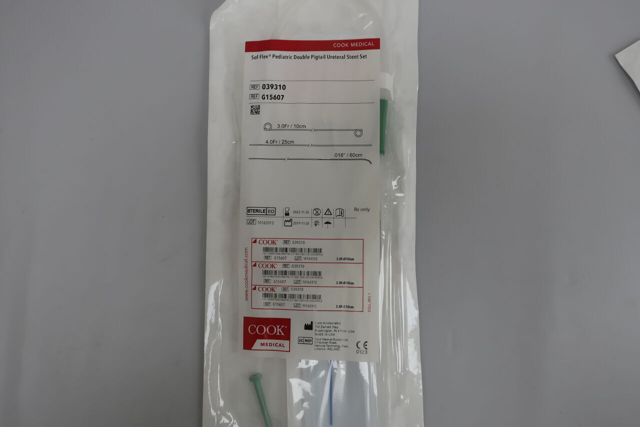 G15607 - COOK - sof-flex double pigtail ureteral stent set, pediatric: 3f x 10cm, (EA) - ( Expiry Date: 2024-01-06 )