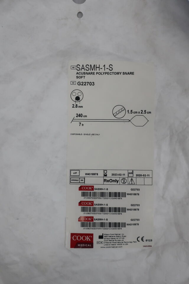G22703 - COOK - Soft AcuSnare Hexagonal Polypectomy Snare, 1.5 x 2.5 cm Size, () - ( Expiry Date: 2025-06-16 )