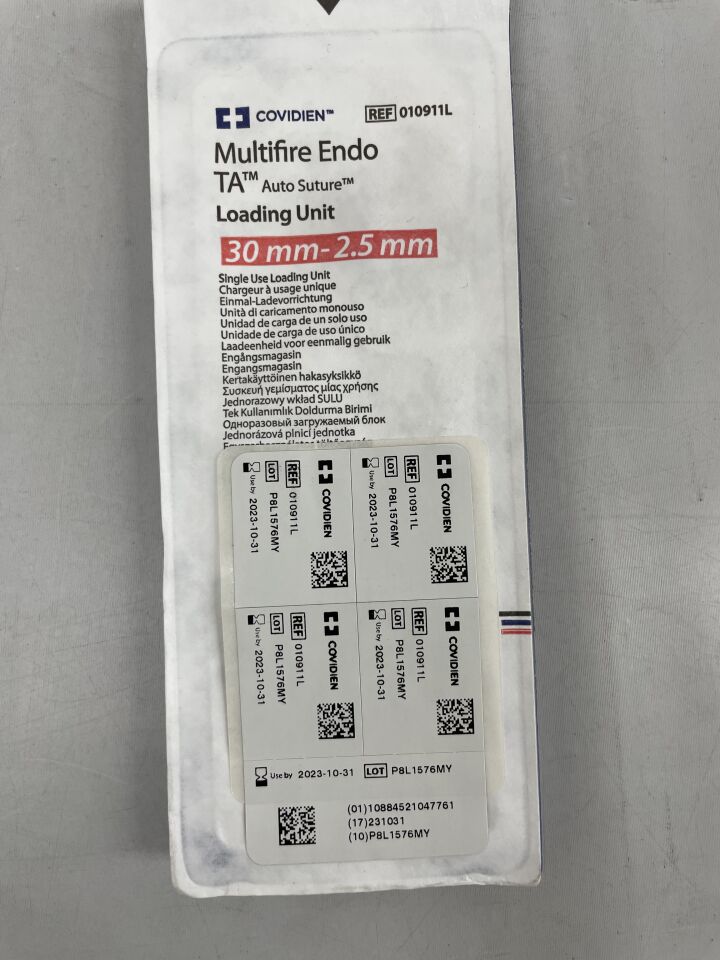 010911L - COVIDIEN - MultiFire Endo TA Single-Use Staple Loading Unit, 30 mm Size, (EA) - ( Expiry Date: 2022-07-31 )