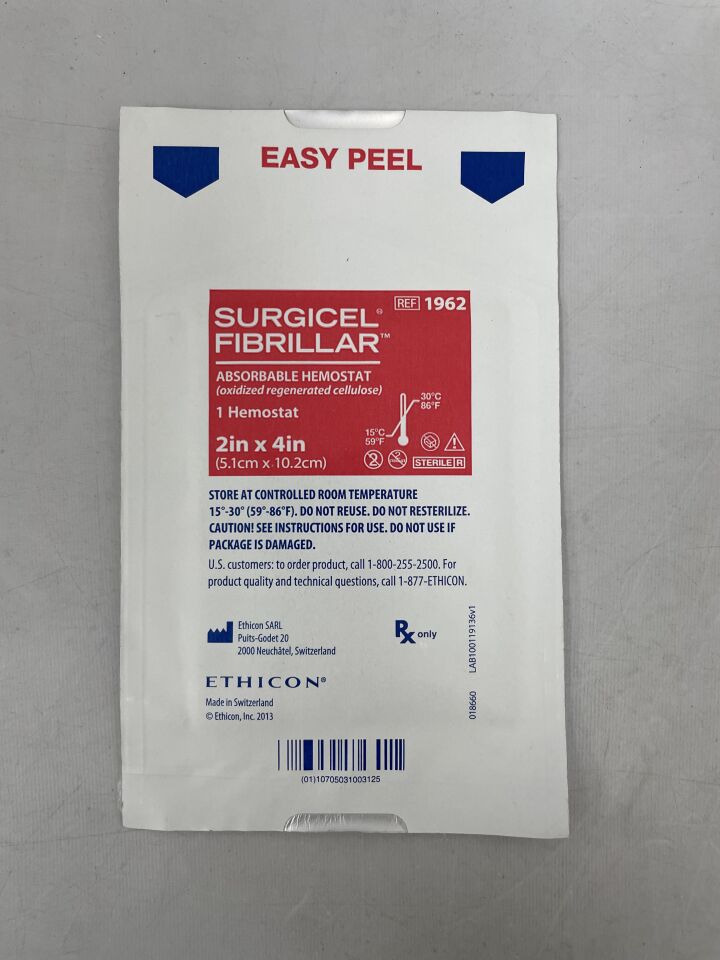 1962 - ETHICON - Surgicel Original Absorbable Hemostat, 2 x 4 in., () - ( Expiry Date: 2025-01-31 )