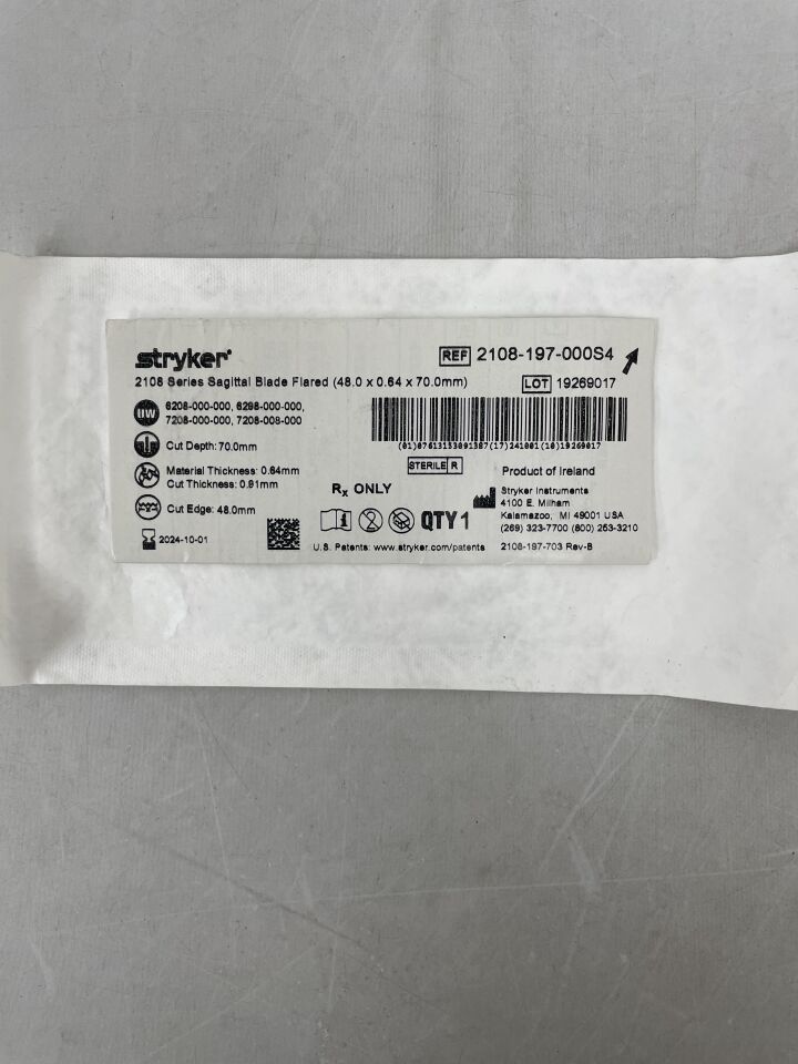 2108-197-000S4 - STRYKER - Sagittal Blade Thin with Wide Flare, (EA) - ( Expiry Date: 2024-10-01 )