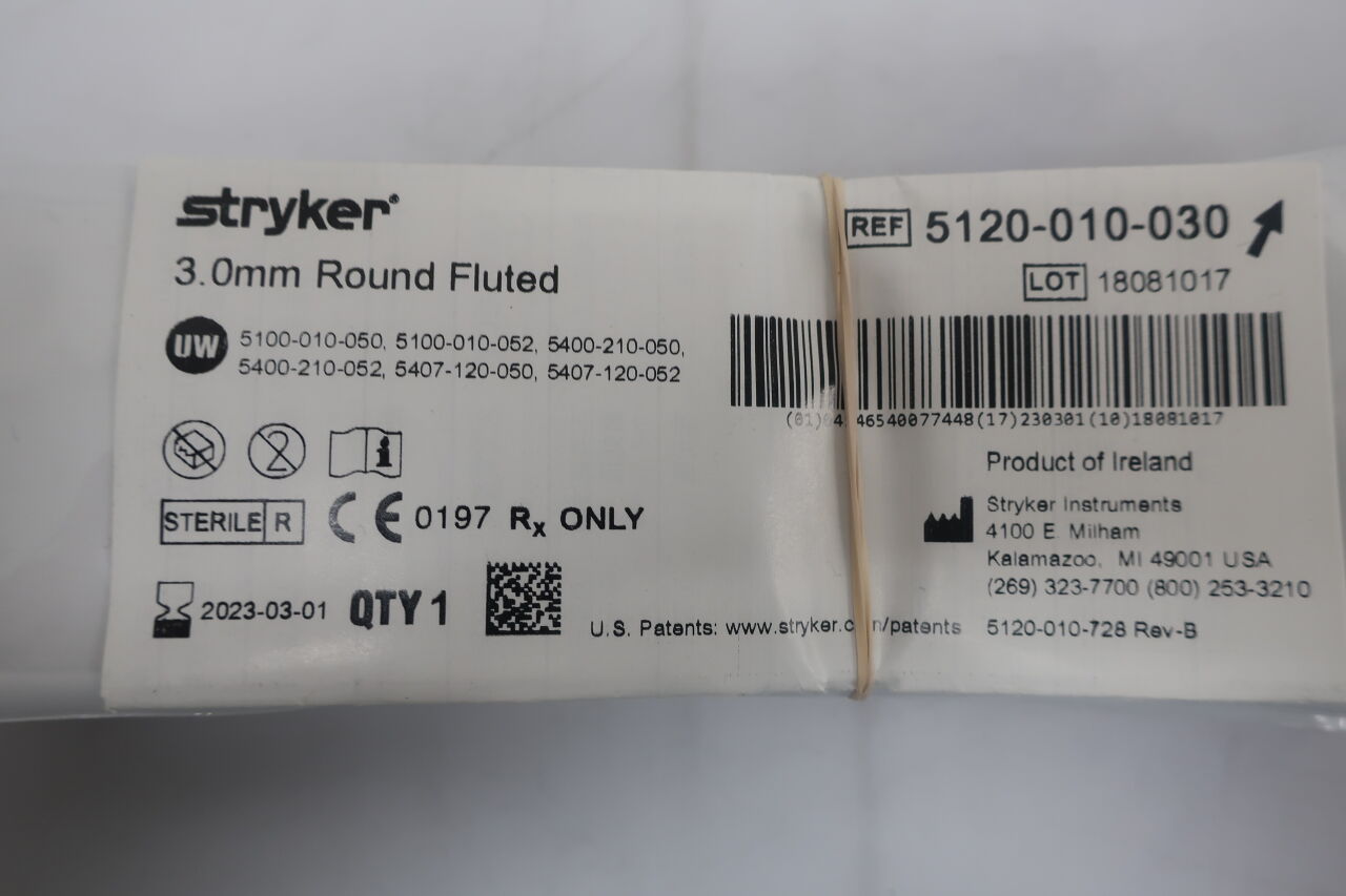5120-010-030 - STRYKER - 3.0mm Round Fluted Bur, Medium, (EA) - ( Expiry Date: 2023-09-01 )