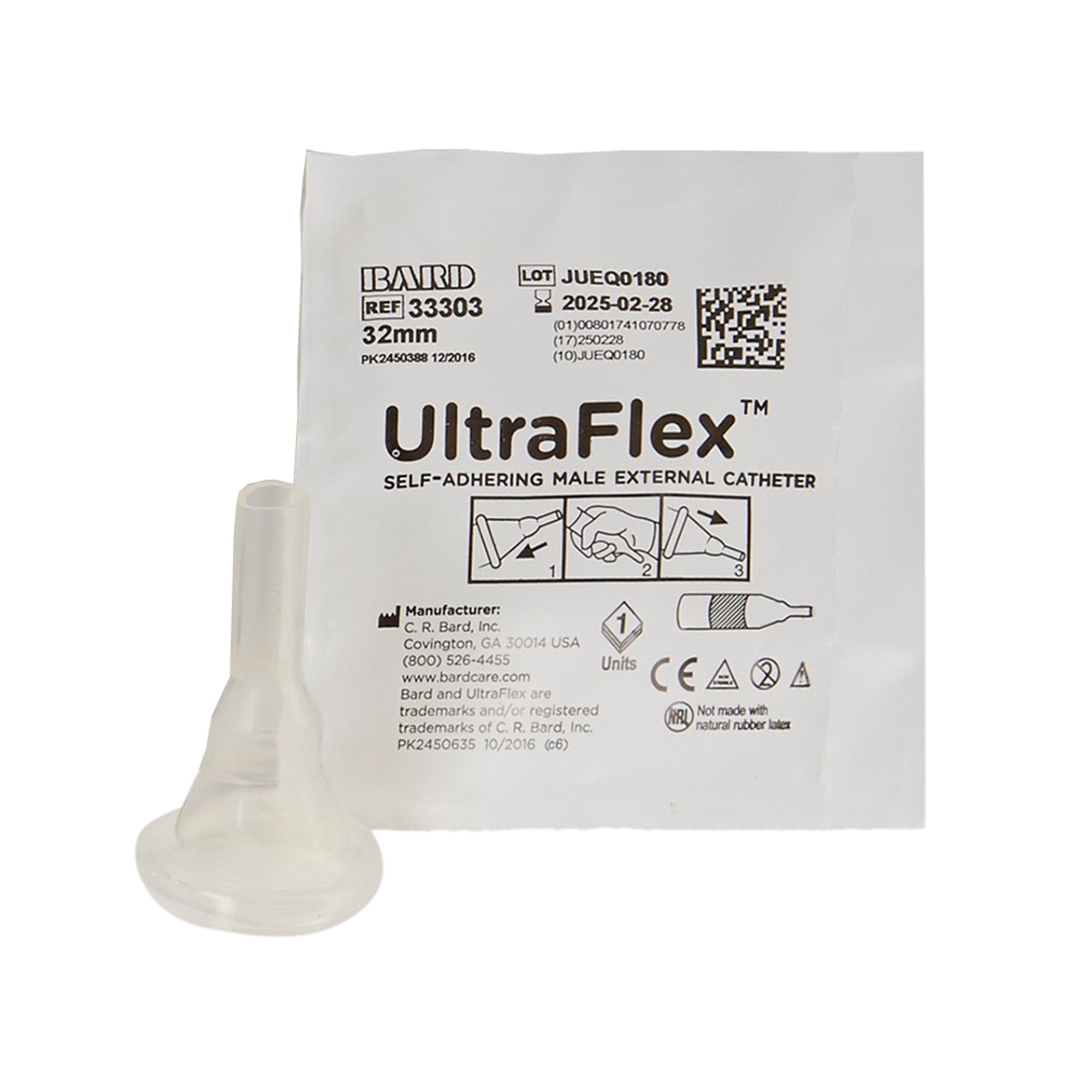 527030 - UltraFlex - Male External Catheter UltraFlex Self-Adhesive Band Silicone Intermediate 33303 Pack of 1, (EA)