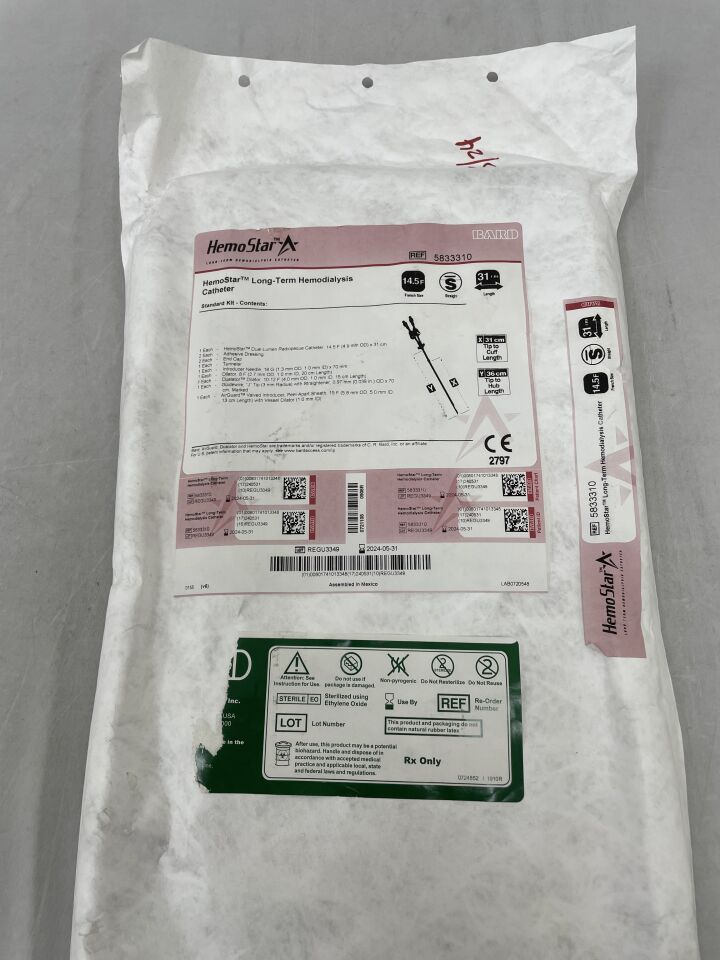 5833310 - BARD - HemoStar Long-Term Hemodialysis Catheter, 14.5F x 31cm, (EA) - ( Expiry Date: 2024-05-31 )