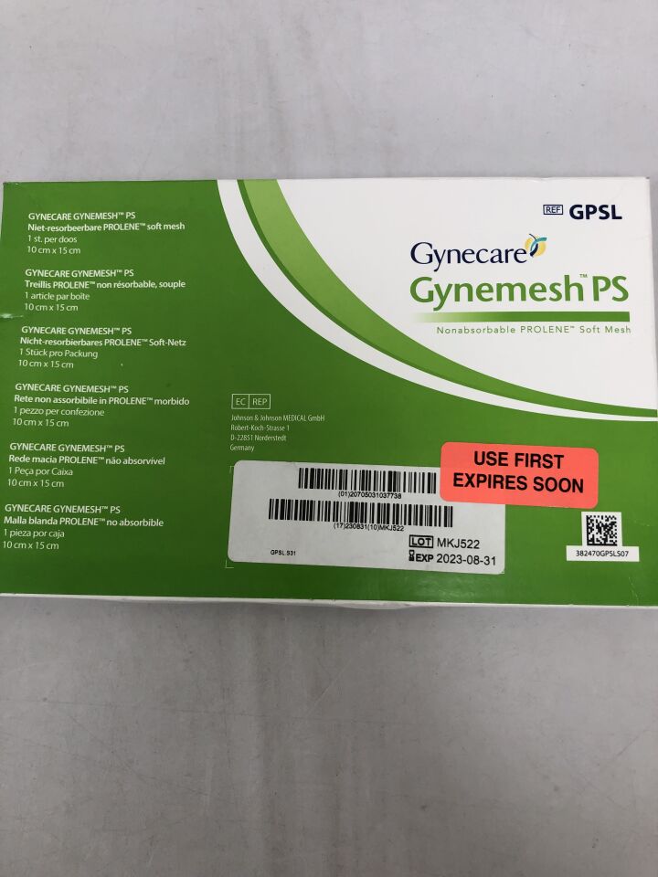 GPSL - ETHICON - Gynecare Gynemesh PS Nonabsorbable Prolene Soft Mesh, 10cm X 15cm, (BX/1) - ( Expiry Date: 2025-01-31 )