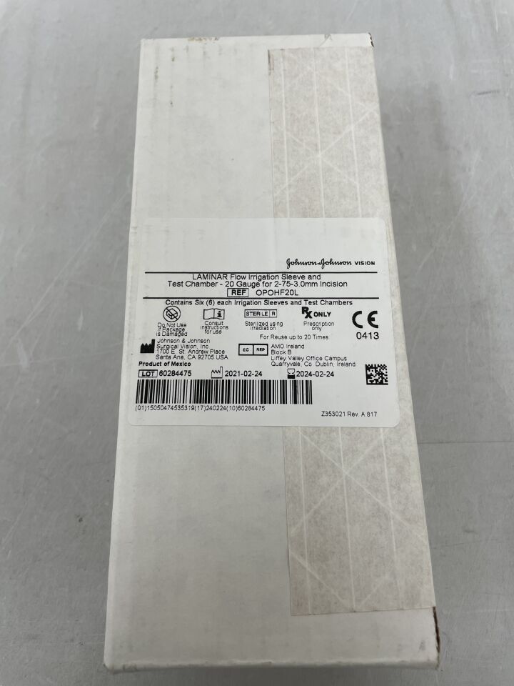 OPOHF20L - JOHNSON & JOHNSON - Laminar Flow Irrigation Sleeve and Test Chamber 20 gauge for 2-75-3.0mm incision, (BX/6) - ( Expiry Date: 2024-02-24 )