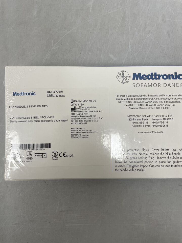 8670010 - MEDTRONIC - Pak Pedicle Access Kit: Beveled Tip, Two Needles, (BX/1) - ( Expiry Date: 2024-06-30 )