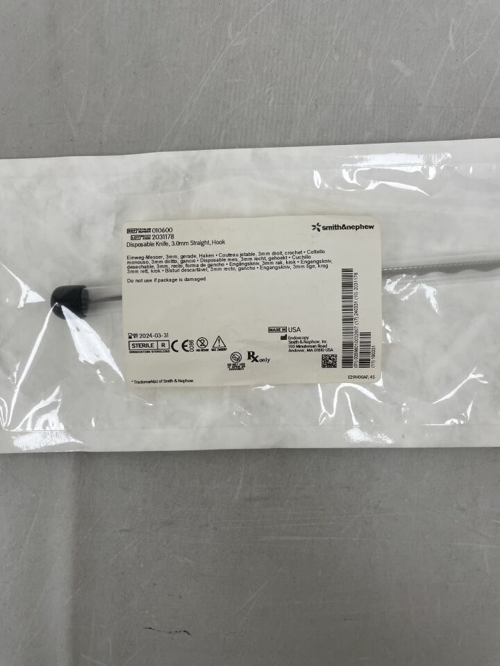 10600 - SMITH & NEPHEW - Disposable Knife: 3.0mm Straight, Hook, (EA) - ( Expiry Date: 2024-03-31 )