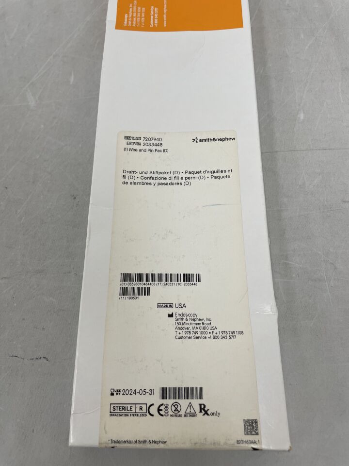 7207940 - SMITH & NEPHEW - pin and wire pac d, latex-free acl/pcl drill guide system, (BX/1) - ( Expiry Date: 2024-05-31 )