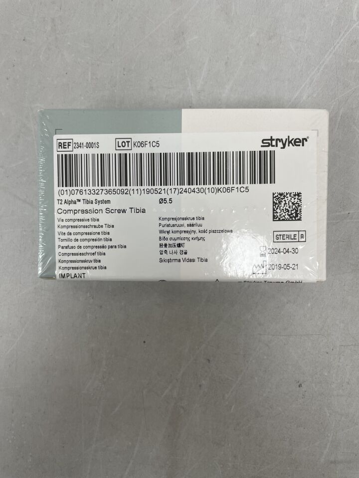 2341-0001S - STRYKER - T2 Alpha Tibia System, Compression Screw, 5.5mm, (BX/1) - ( Expiry Date: 2024-04-30 )