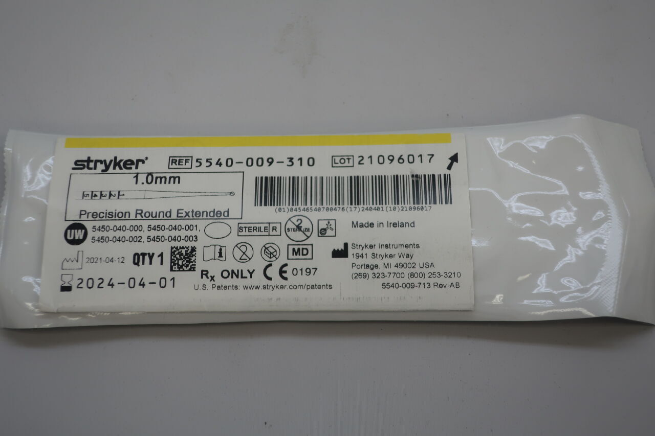 5540-009-310 - STRYKER - S2 Precision Round Bur Extended, Two-Flutes 1.0mm, (EA) - ( Expiry Date: 2024-02-01 )