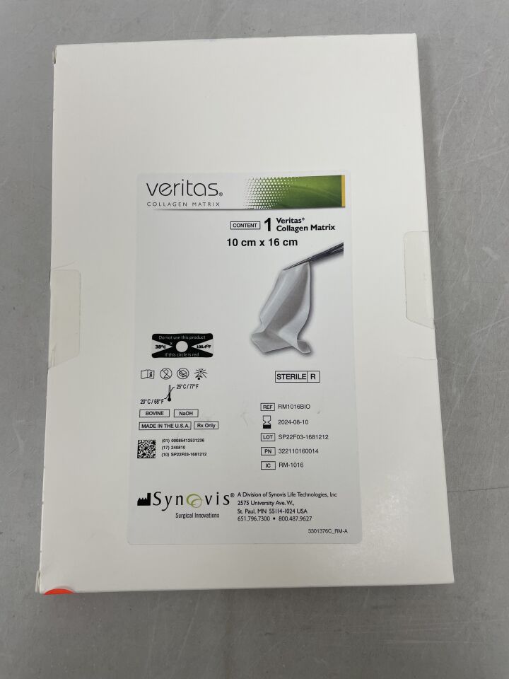 RM-1016 - SYNOVIS - Veritas Collagen Matrix 10cm x 16cm, (BX/1) - ( Expiry Date: 2024-08-10 )