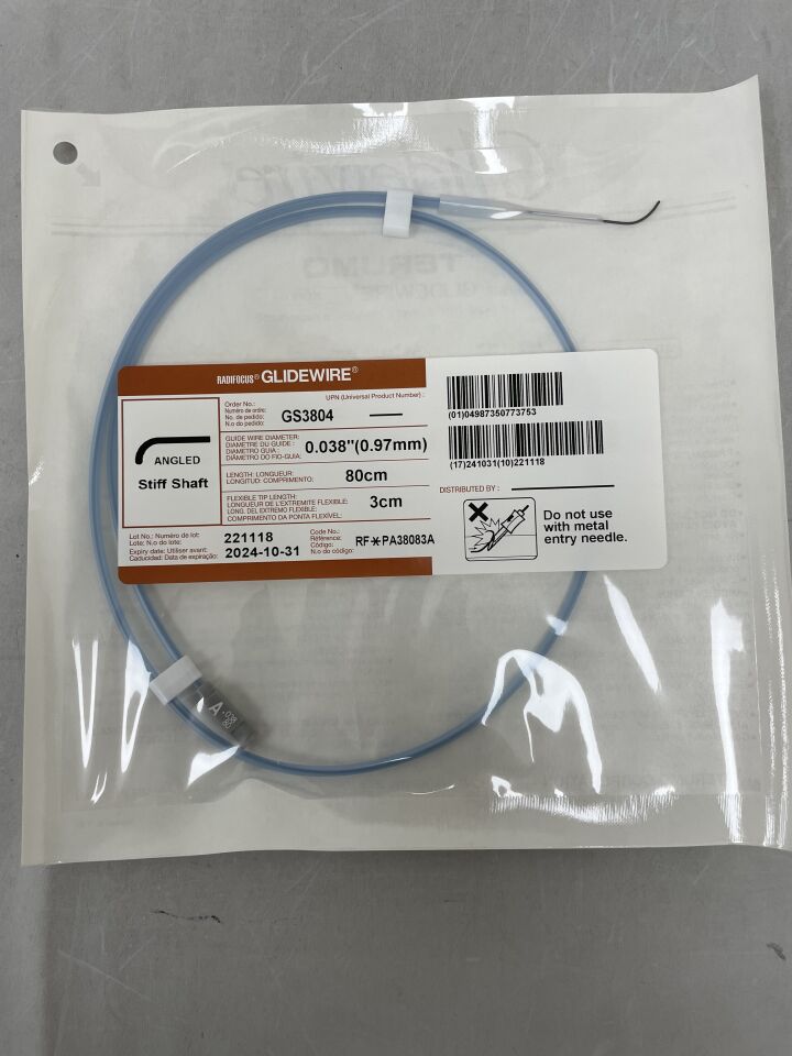 GS3804 - TERUMO - Radiofocus Glidewire Hydrophilic Guidewire 0.038" x 80cm, (EA) - ( Expiry Date: 2024-10-31 )
