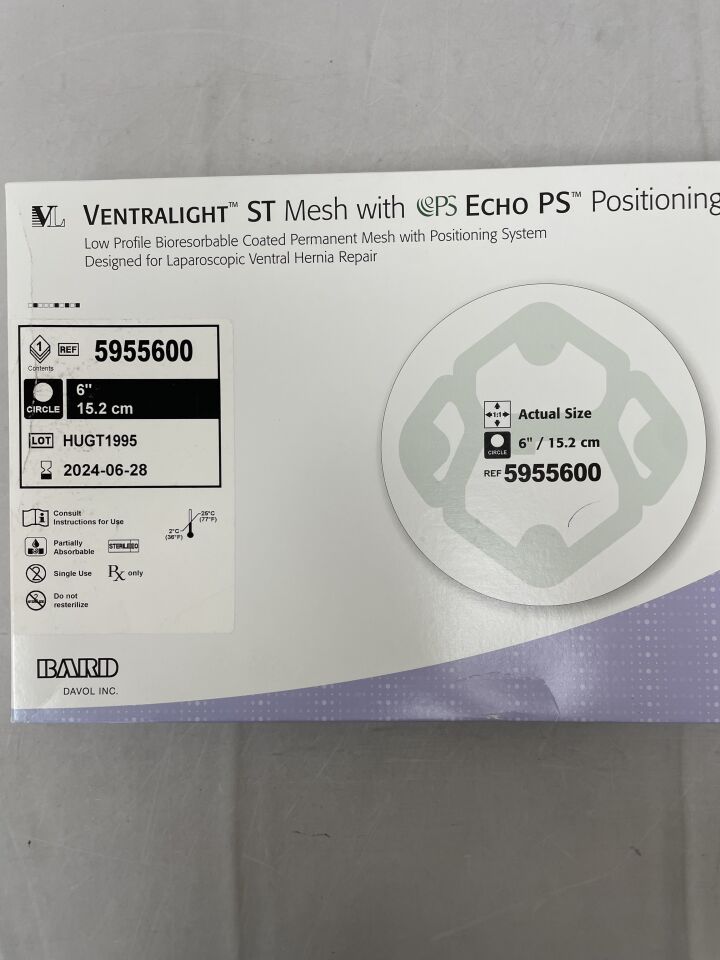 5955600 - BARD - Ventralight ST Mesh with Echo PS: 6" Circle, (BX/1) - ( Expiry Date: 2024-06-28 )