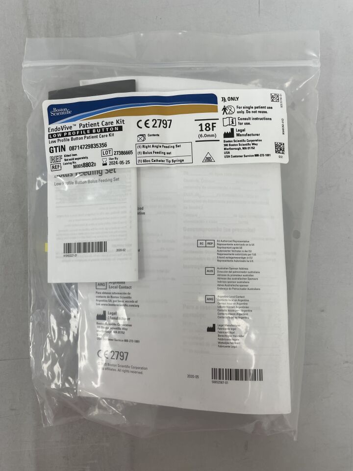 8802 - BOSTON SCIENTIFIC - Endovive Patient Care Kit Low Profile Button, 18F, (EA) - ( Expiry Date: 2024-05-25 )