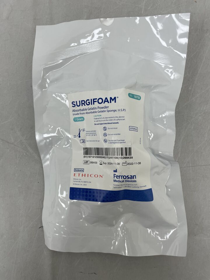 1978 - ETHICON - Surgifoam Absorbable Gelatin Powder, 1 g, (EA) - ( Expiry Date: 2024-11-08 )