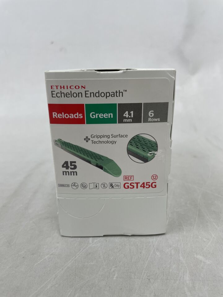 GST45G - ETHICON - Echelon Endopath Stapler Reload with Gripping Surface Technology, Green, 4.1 Open x 2 mm Closed Height, (BX/12) - ( Expiry Date: 2024-11-30 )