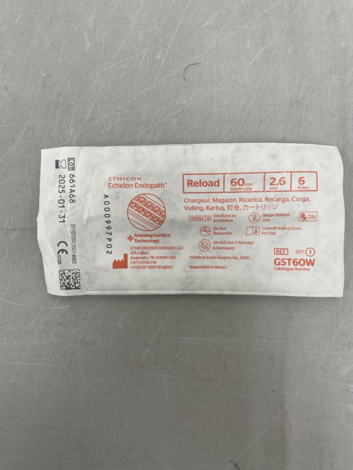 GST60W - ETHICON - Echelon Endopath Stapler Reload with Gripping Surface Technology, White, 2.6 Open x 1 mm Closed Height, (EA) - ( Expiry Date: 2025-01-31 )